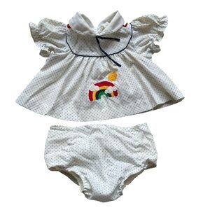 Baby Togs Vintage Baby Polka Dot Rainbow Dress Diaper Cover Set Size 0-3 MO